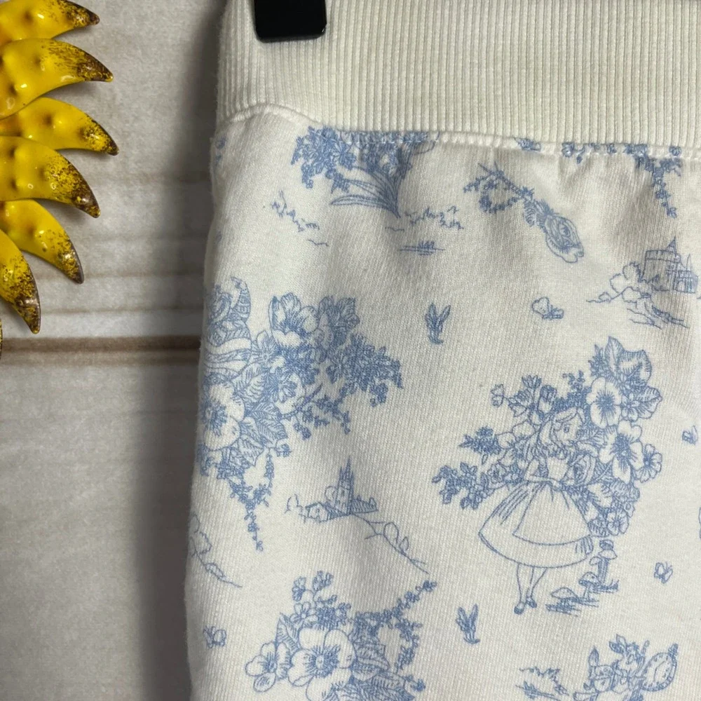 Disney‎ x Janie and Jack Alice in Wonderland Blue White Jogger Pants Girls 10